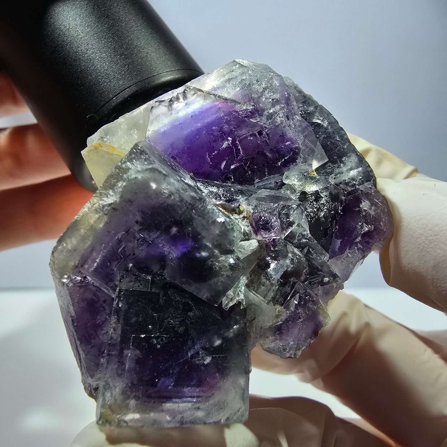 Phantom Fluorit Würfel Stufe, lila weiß Okorusu, Namibia 62*43*29mm