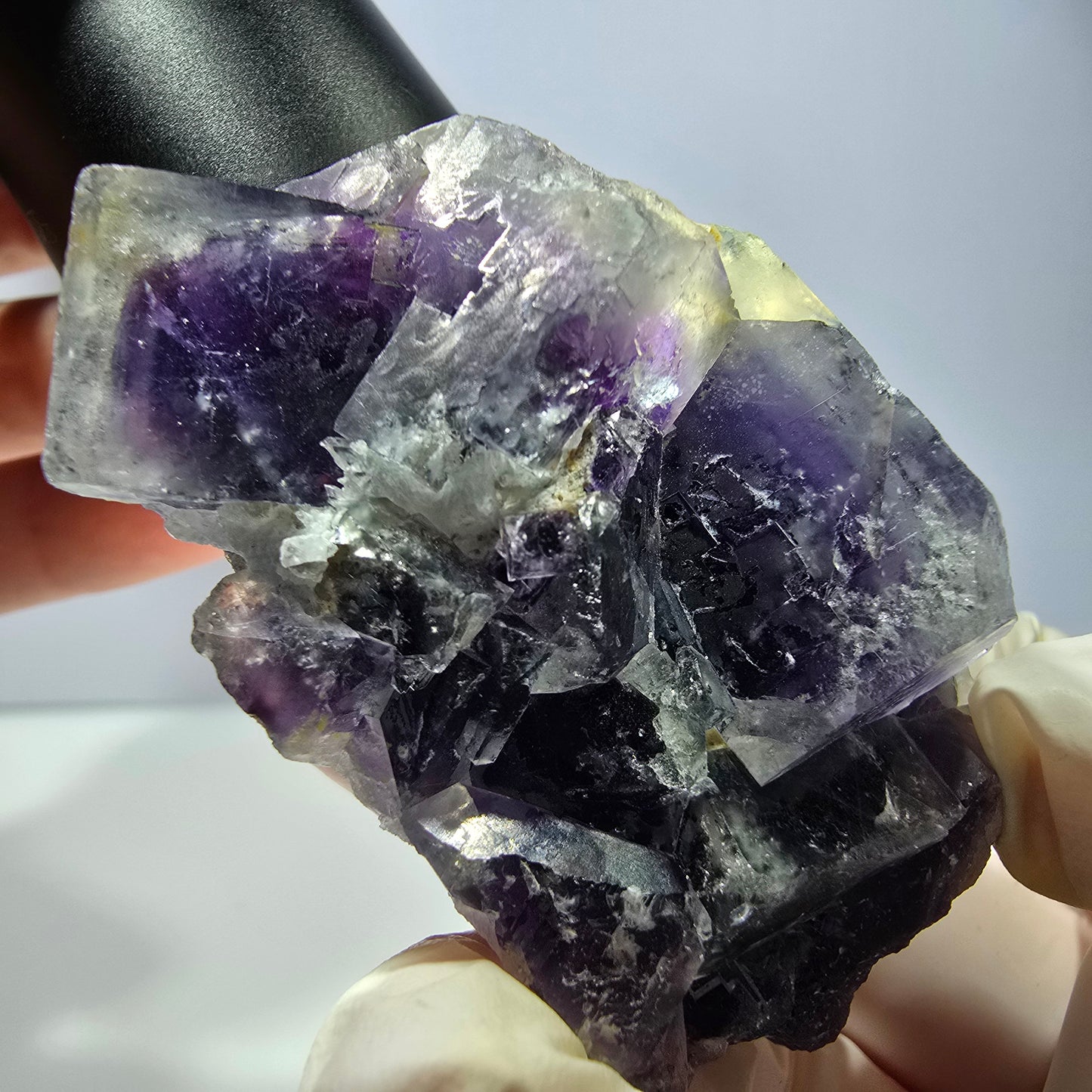 Phantom Fluorit Würfel Stufe, lila weiß Okorusu, Namibia 62*43*29mm