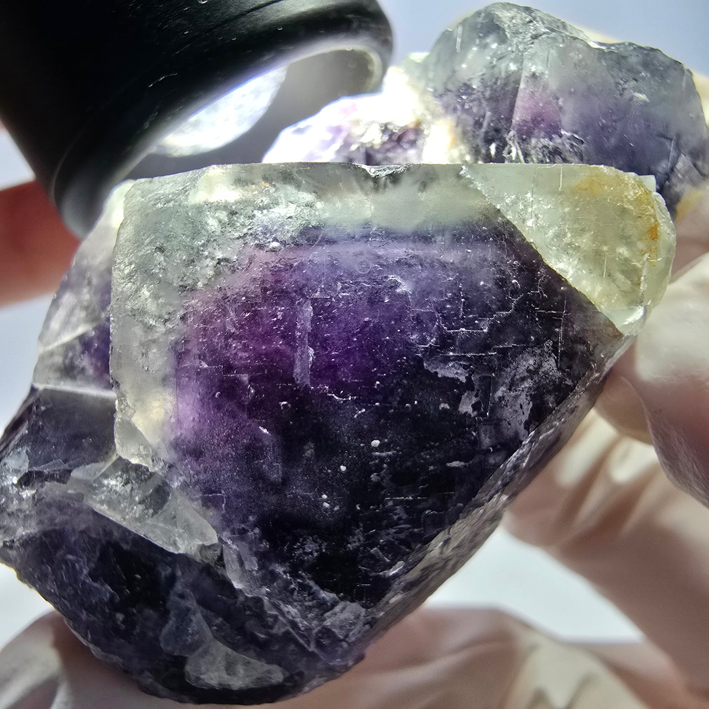 Phantom Fluorit Würfel Stufe, lila weiß Okorusu, Namibia 62*43*29mm