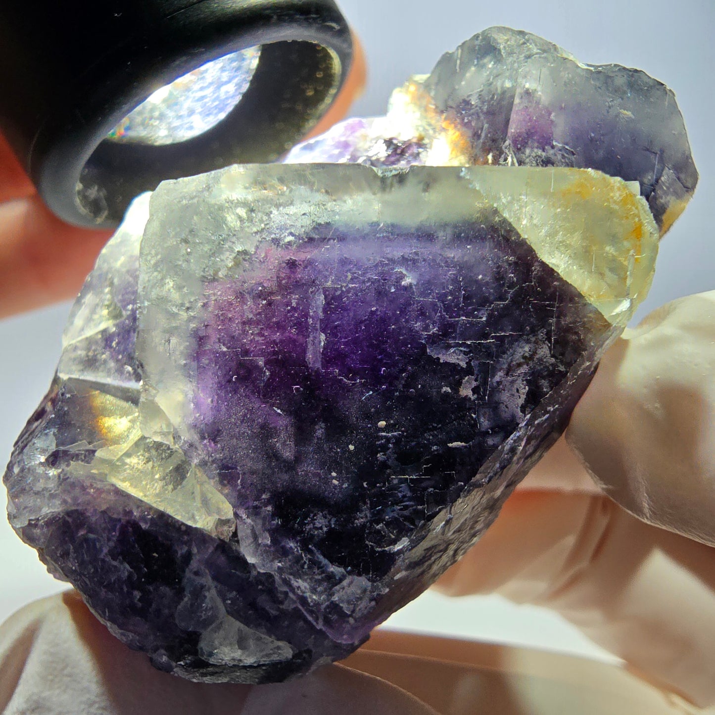 Phantom Fluorit Würfel Stufe, lila weiß Okorusu, Namibia 62*43*29mm