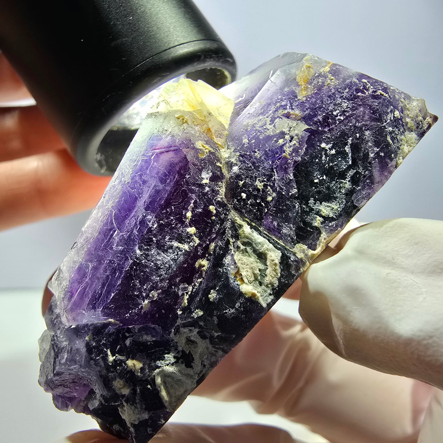 Phantom Fluorit Würfel Stufe, lila weiß Okorusu, Namibia 62*43*29mm