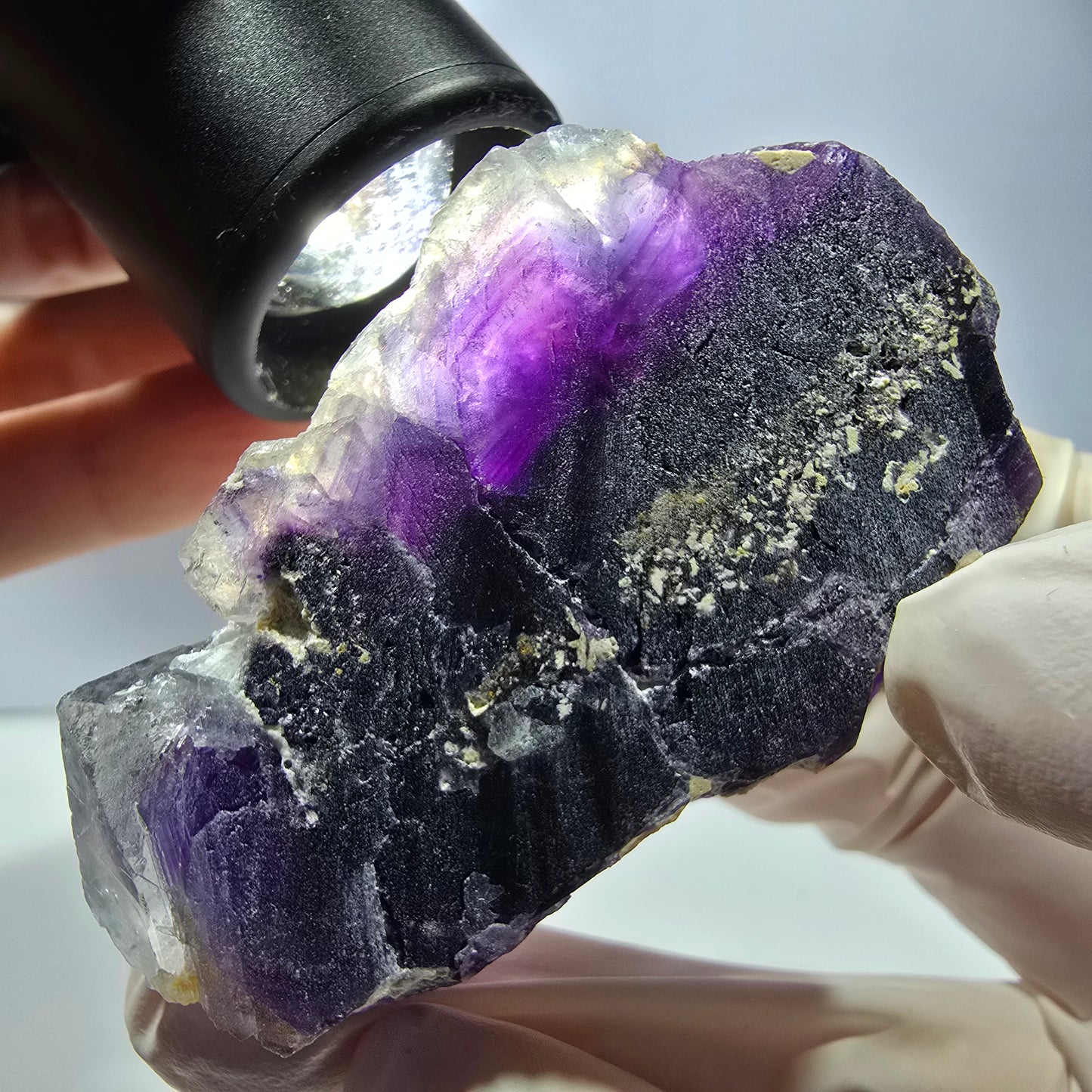 Phantom Fluorit Würfel Stufe, lila weiß Okorusu, Namibia 62*43*29mm