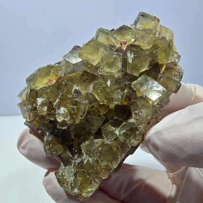 Phantom Fluorit Würfel Stufe, grün lila Okorusu, Namibia 64*50*22mm