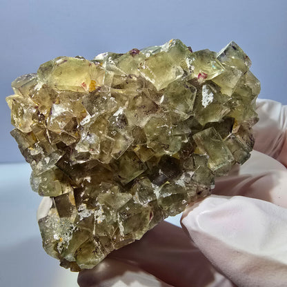 Phantom Fluorit Würfel Stufe, grün lila Okorusu, Namibia 64*50*22mm
