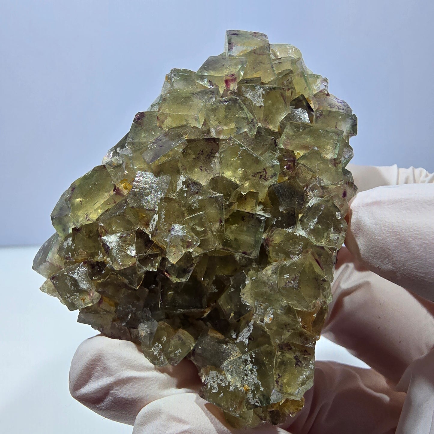 Phantom Fluorit Würfel Stufe, grün lila Okorusu, Namibia 64*50*22mm