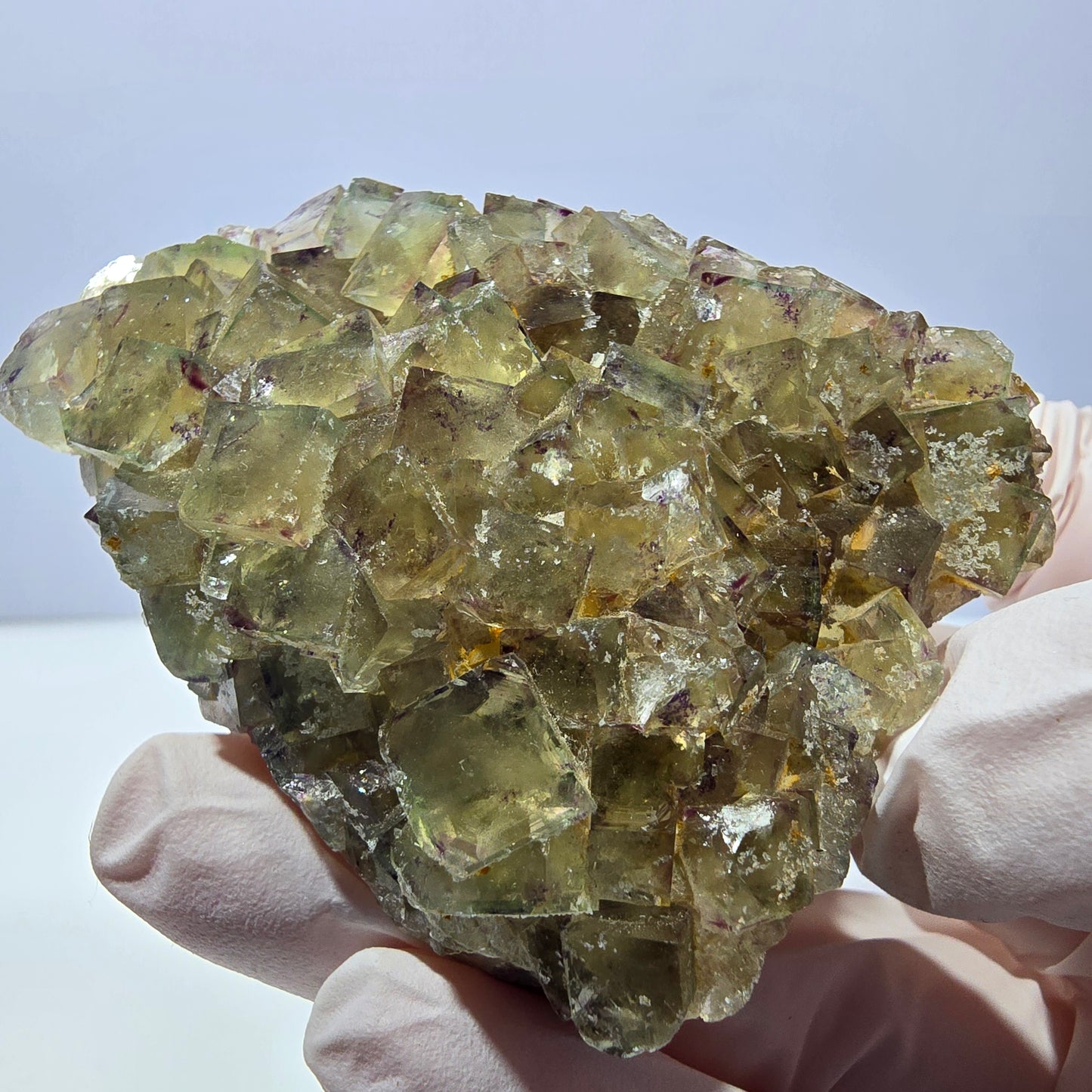 Phantom Fluorit Würfel Stufe, grün lila Okorusu, Namibia 64*50*22mm