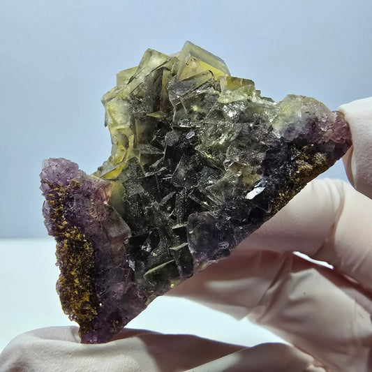 Phantom Fluorit Würfel Stufe, gelb lila Okorusu, Namibia 54*33*28mm