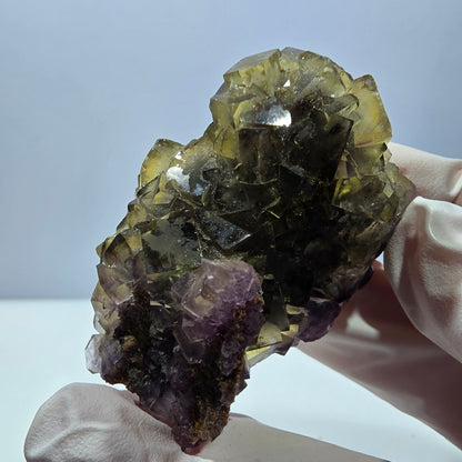 Phantom Fluorit Würfel Stufe, gelb lila Okorusu, Namibia 54*33*28mm