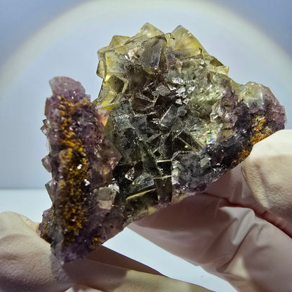 Phantom Fluorit Würfel Stufe, gelb lila Okorusu, Namibia 54*33*28mm