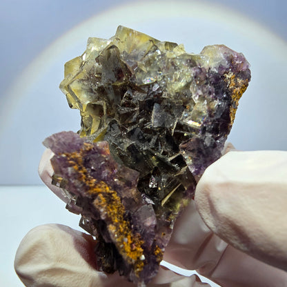 Phantom Fluorit Würfel Stufe, gelb lila Okorusu, Namibia 54*33*28mm
