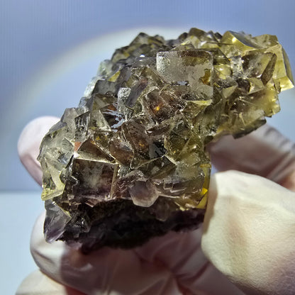 Phantom Fluorit Würfel Stufe, gelb lila Okorusu, Namibia 54*33*28mm