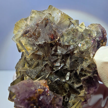 Phantom Fluorit Würfel Stufe, gelb lila Okorusu, Namibia 54*33*28mm