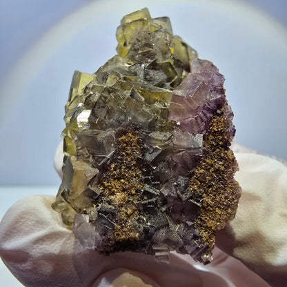 Phantom Fluorit Würfel Stufe, gelb lila Okorusu, Namibia 54*33*28mm