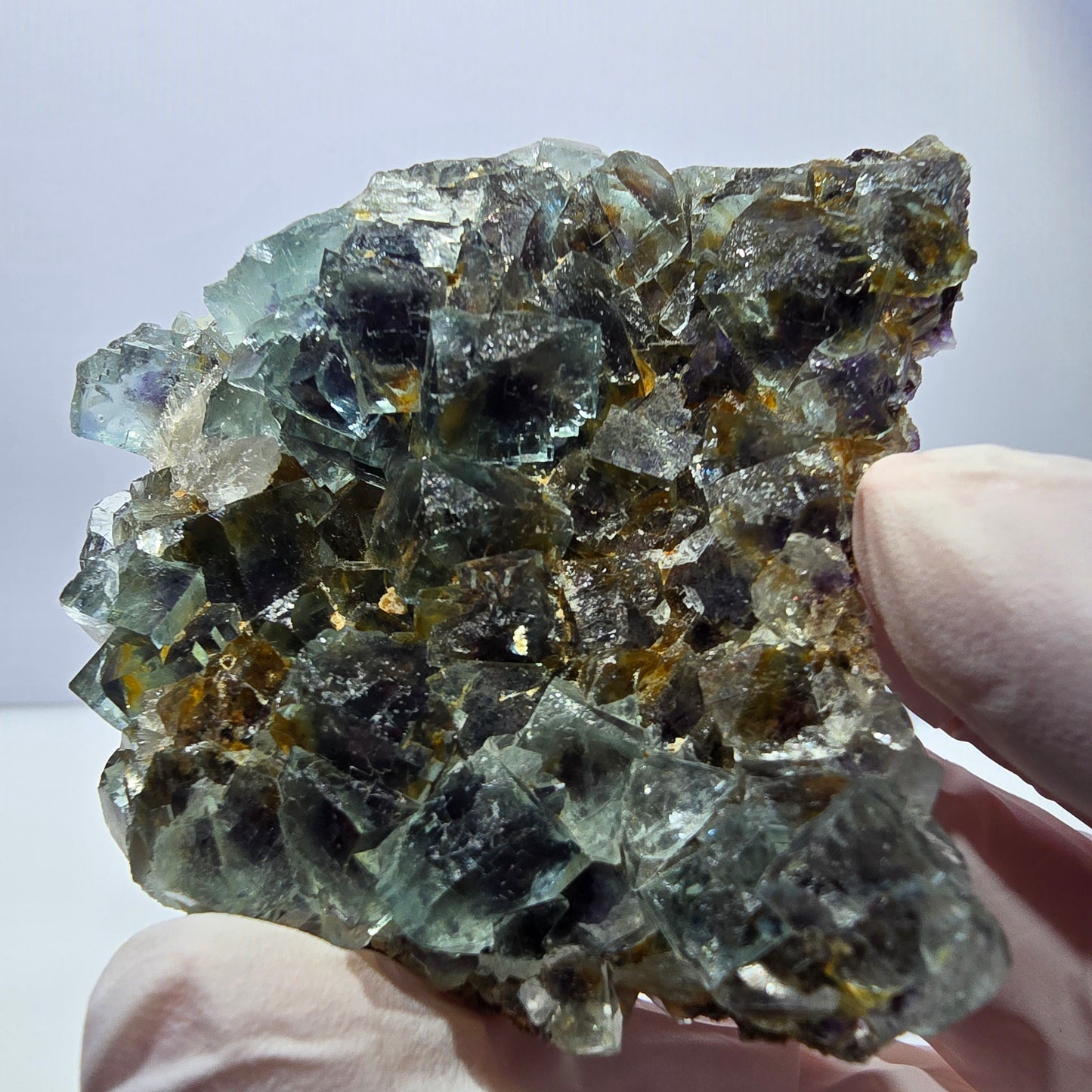 Phantom Fluorit Würfel Stufe, grün lila Okorusu, Namibia 65*60*24mm
