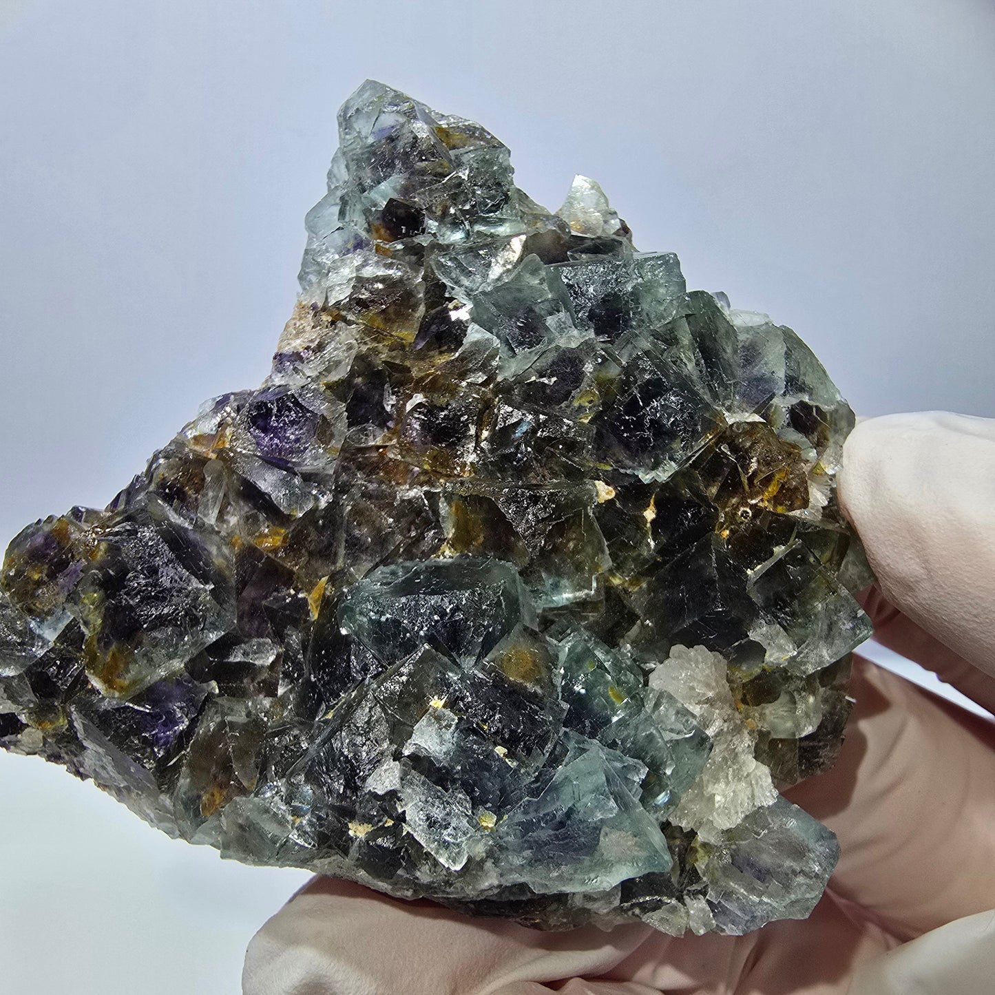 Phantom Fluorit Würfel Stufe, grün lila Okorusu, Namibia 65*60*24mm