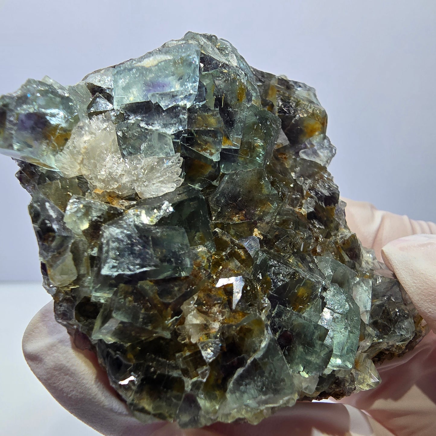 Phantom Fluorit Würfel Stufe, grün lila Okorusu, Namibia 65*60*24mm