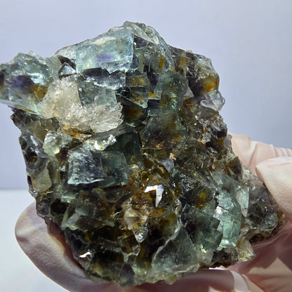 Phantom Fluorit Würfel Stufe, grün lila Okorusu, Namibia 65*60*24mm