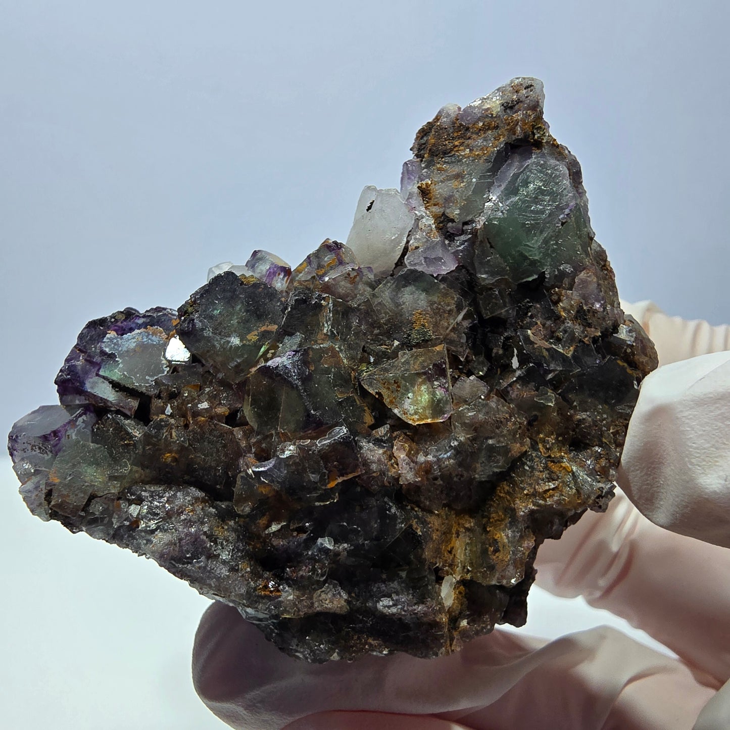 Cube de fluorite fantôme, spécimen de quartz, violet-vert Okorusu, Namibie 57 x 55 x 37 mm 