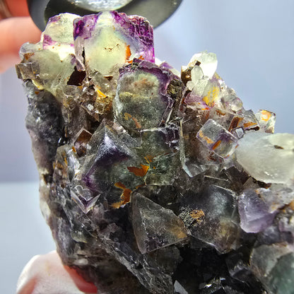 Cube de fluorite fantôme, spécimen de quartz, violet-vert Okorusu, Namibie 57 x 55 x 37 mm 