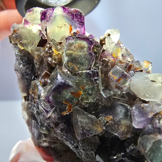 Phantom Fluorit Würfel, Quarz Stufe, lila grün Okorusu, Namibia 57*55*37mm