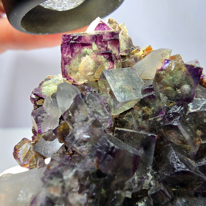 Cube de fluorite fantôme, spécimen de quartz, violet-vert Okorusu, Namibie 57 x 55 x 37 mm 
