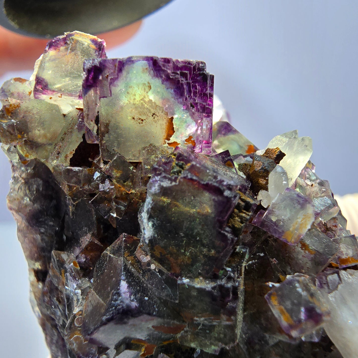 Cube de fluorite fantôme, spécimen de quartz, violet-vert Okorusu, Namibie 57 x 55 x 37 mm 