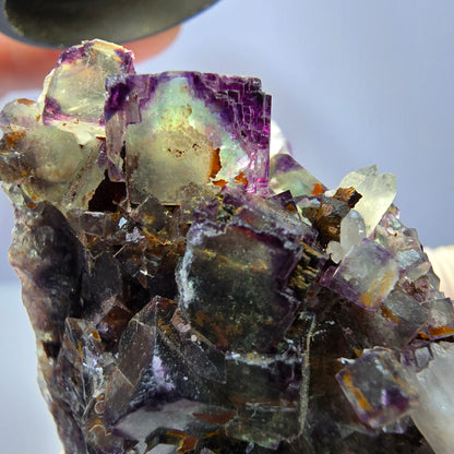 Cube de fluorite fantôme, spécimen de quartz, violet-vert Okorusu, Namibie 57 x 55 x 37 mm 