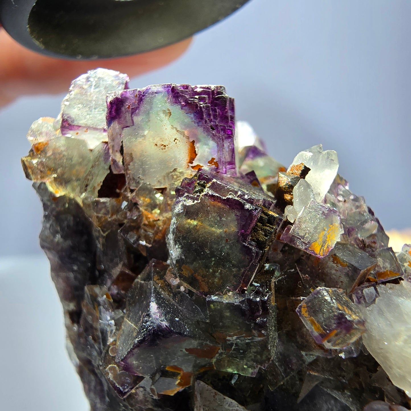 Cube de fluorite fantôme, spécimen de quartz, violet-vert Okorusu, Namibie 57 x 55 x 37 mm 