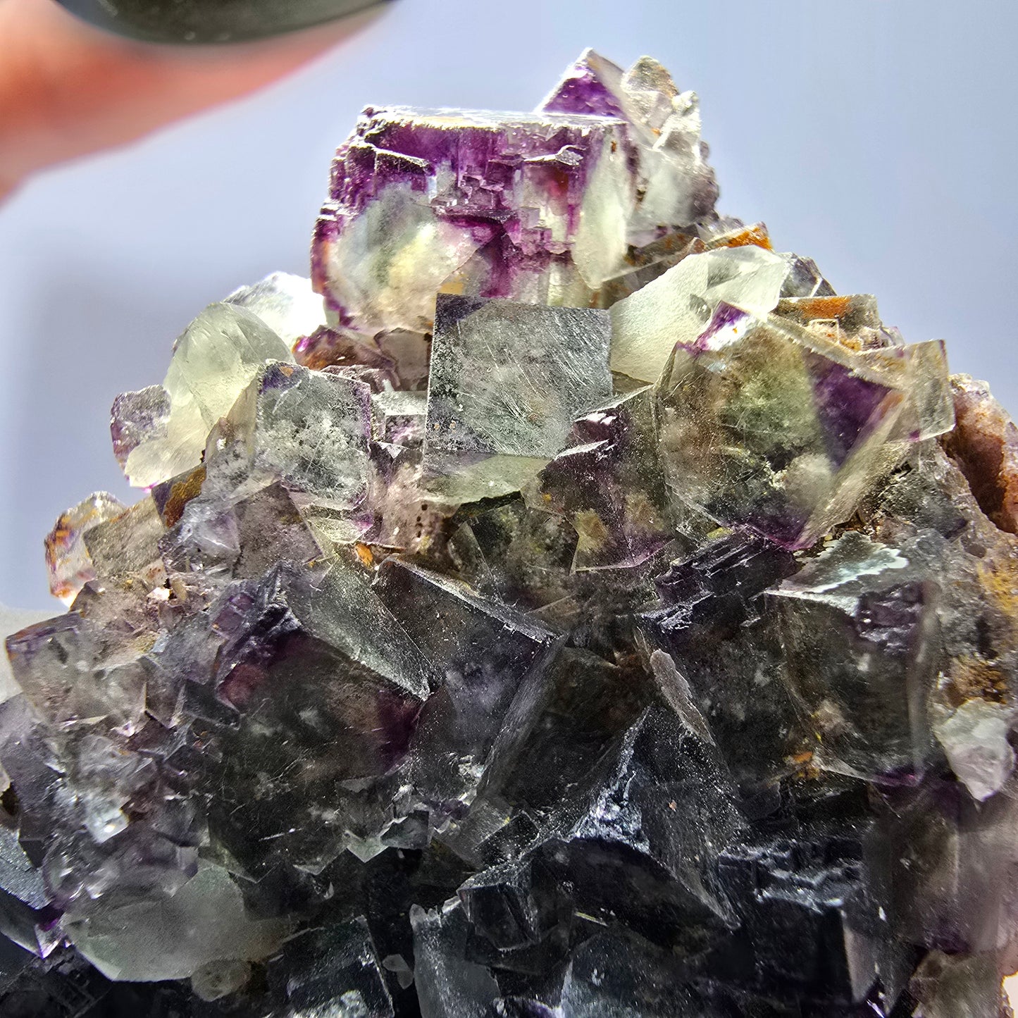 Cube de fluorite fantôme, spécimen de quartz, violet-vert Okorusu, Namibie 57 x 55 x 37 mm 