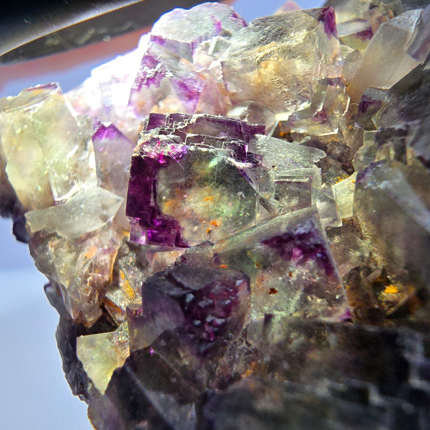 Cube de fluorite fantôme, spécimen de quartz, violet-vert Okorusu, Namibie 57 x 55 x 37 mm 