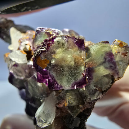 Cube de fluorite fantôme, spécimen de quartz, violet-vert Okorusu, Namibie 57 x 55 x 37 mm 