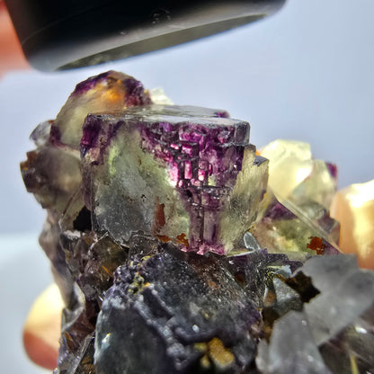 Cube de fluorite fantôme, spécimen de quartz, violet-vert Okorusu, Namibie 57 x 55 x 37 mm 