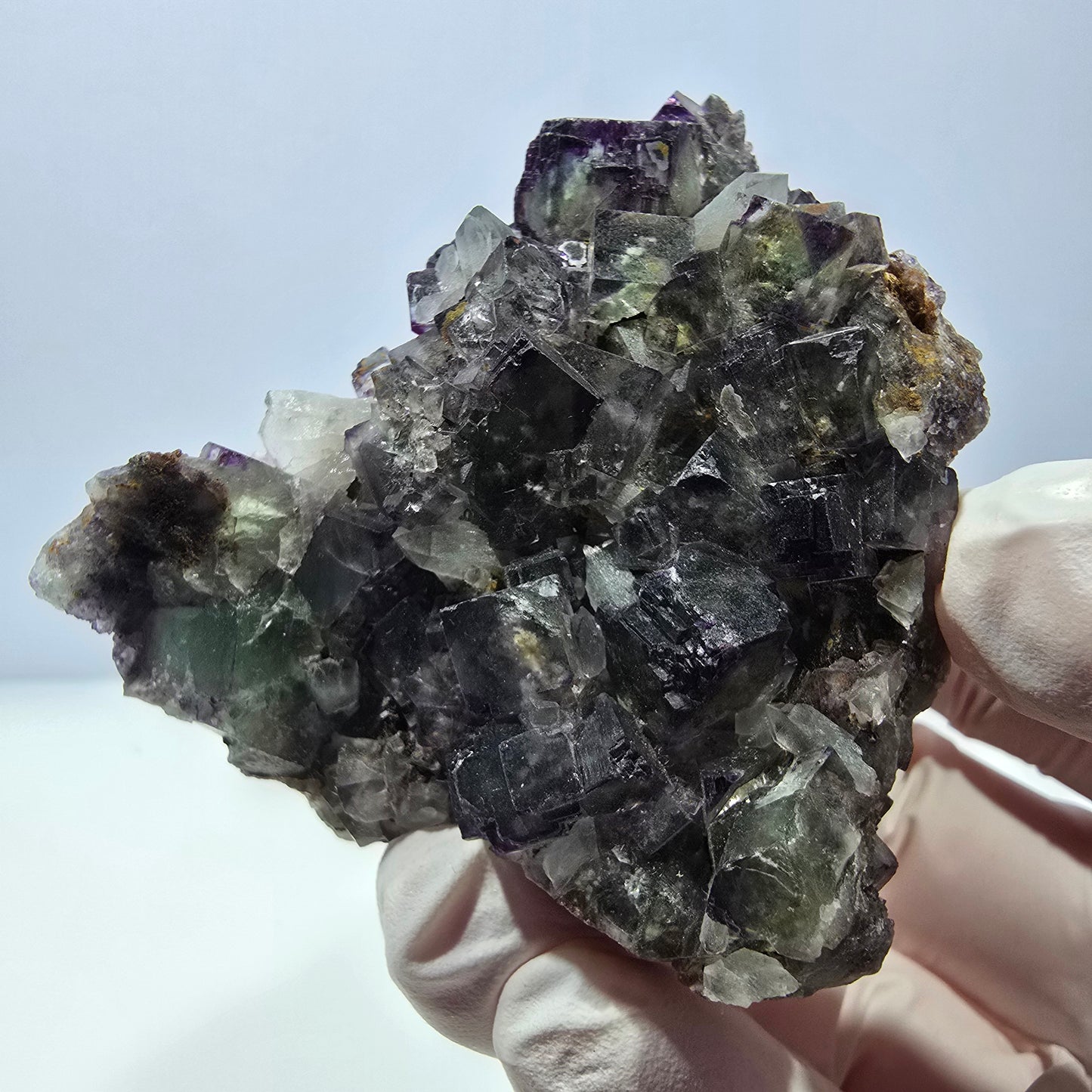 Cube de fluorite fantôme, spécimen de quartz, violet-vert Okorusu, Namibie 57 x 55 x 37 mm 