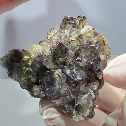 Cube de fluorite fantôme, spécimen de quartz, violet-vert Okorusu, Namibie 57 x 55 x 37 mm 