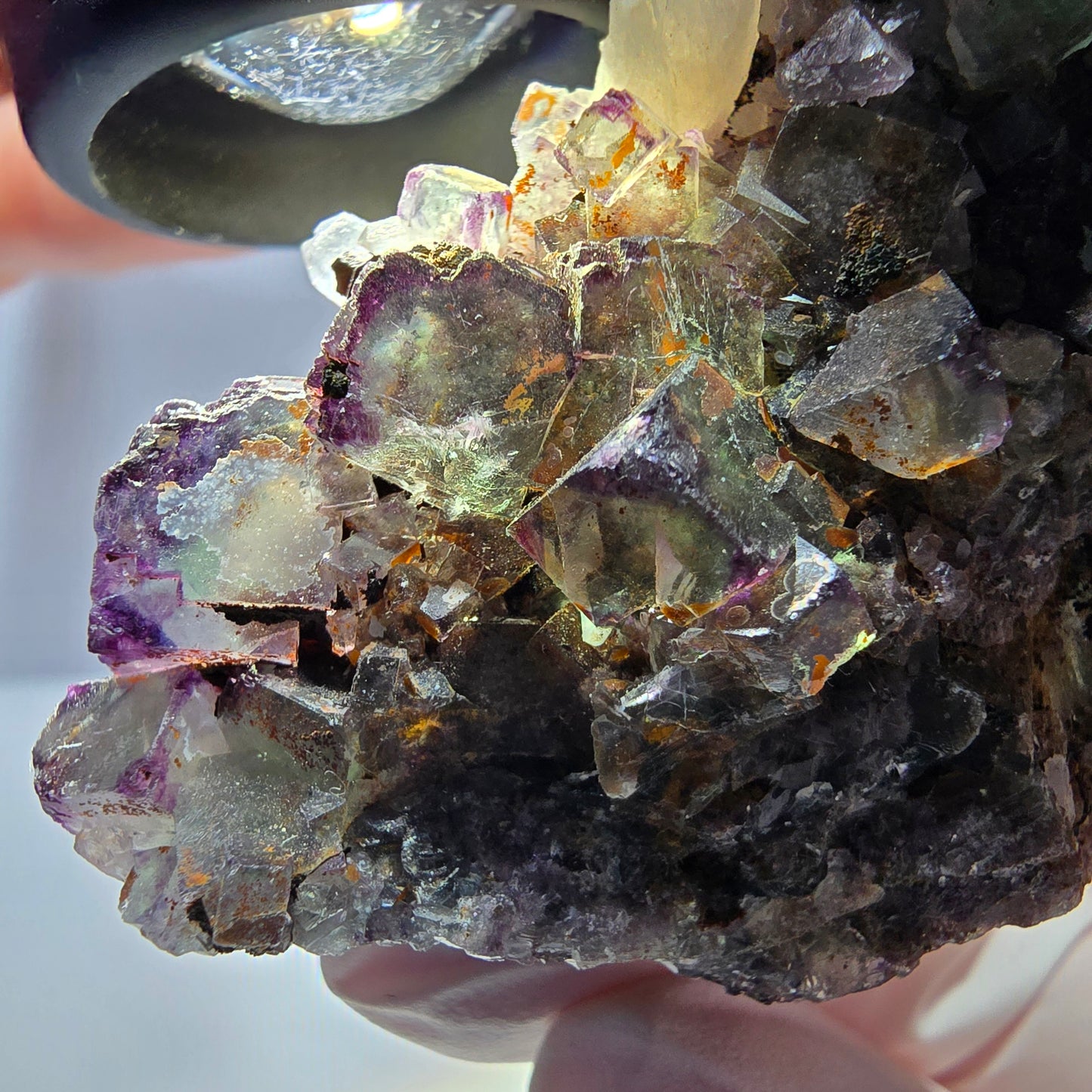 Cube de fluorite fantôme, spécimen de quartz, violet-vert Okorusu, Namibie 57 x 55 x 37 mm 