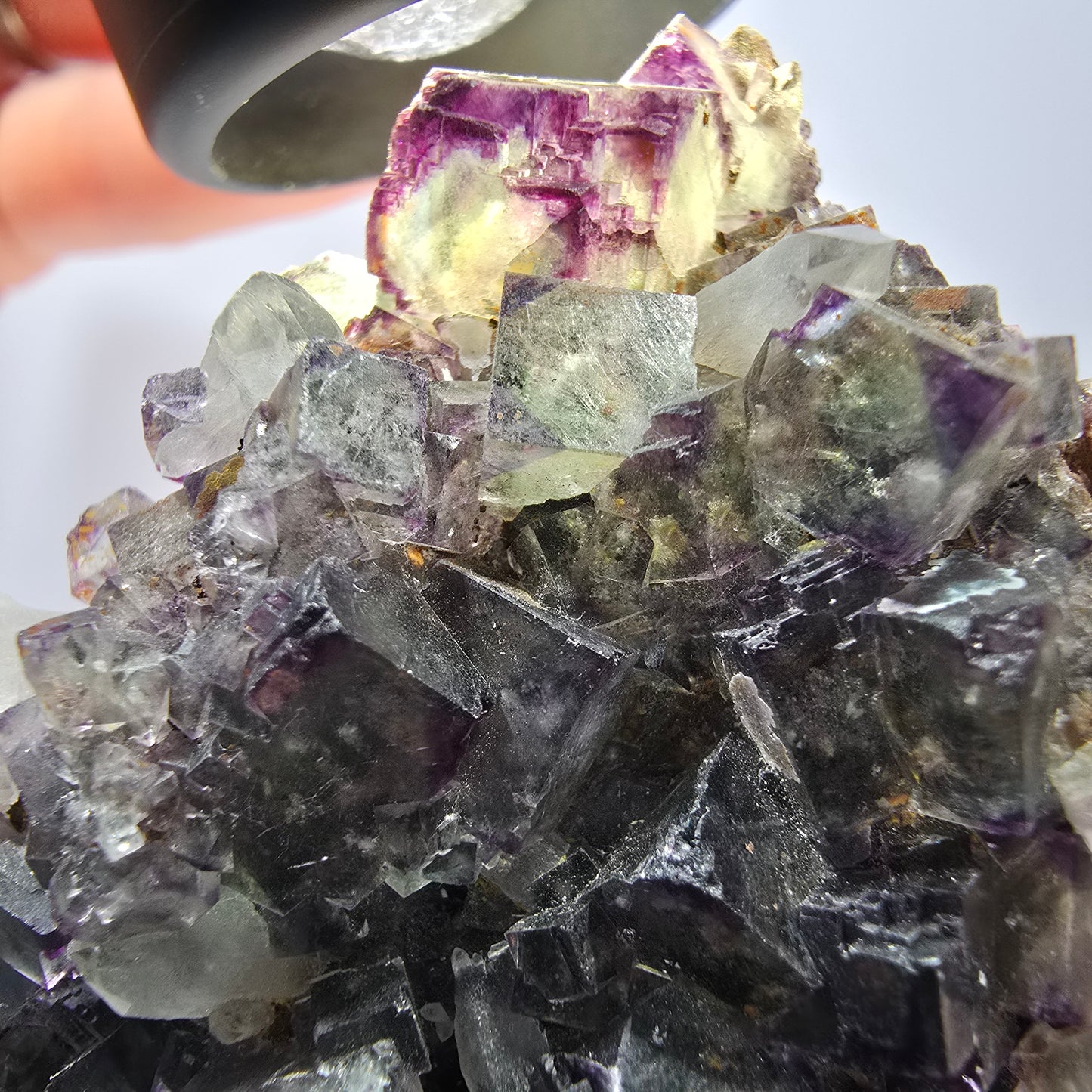 Cube de fluorite fantôme, spécimen de quartz, violet-vert Okorusu, Namibie 57 x 55 x 37 mm 