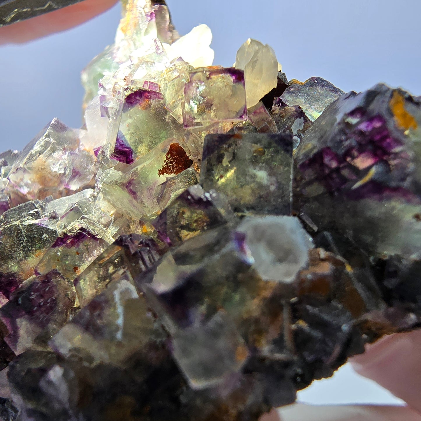 Cube de fluorite fantôme, spécimen de quartz, violet-vert Okorusu, Namibie 57 x 55 x 37 mm 