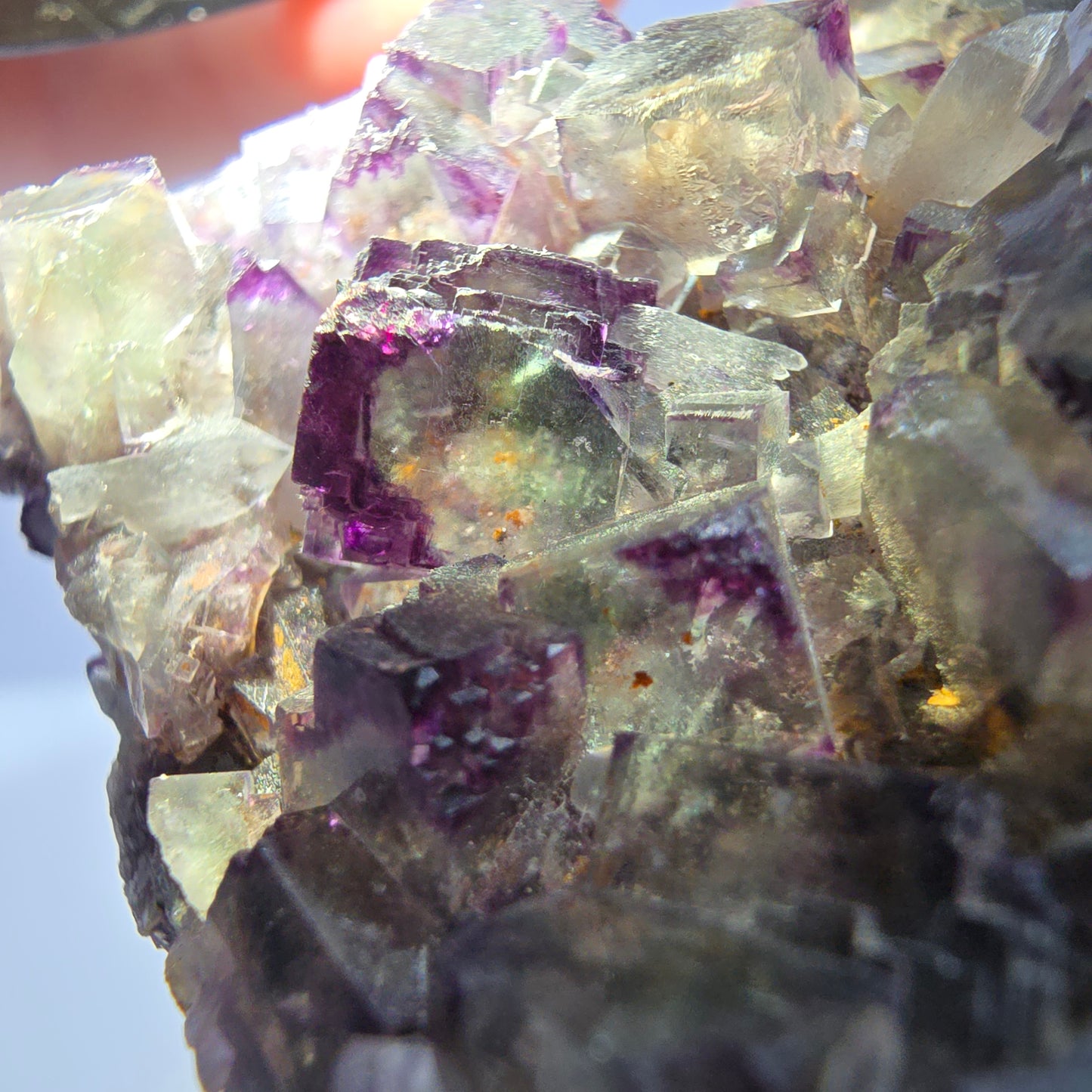 Cube de fluorite fantôme, spécimen de quartz, violet-vert Okorusu, Namibie 57 x 55 x 37 mm 