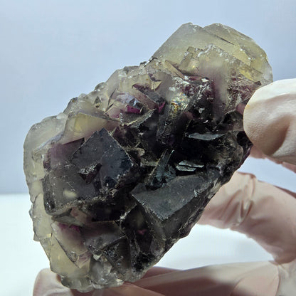 Phantom Fluorit Würfel Stufe, gelb lila Okorusu, Namibia 71*44*42mm