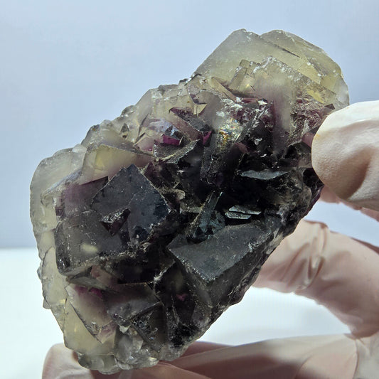 Phantom Fluorit Würfel Stufe, gelb lila Okorusu, Namibia 71*44*42mm