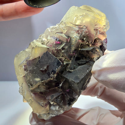 Phantom Fluorit Würfel Stufe, gelb lila Okorusu, Namibia 71*44*42mm