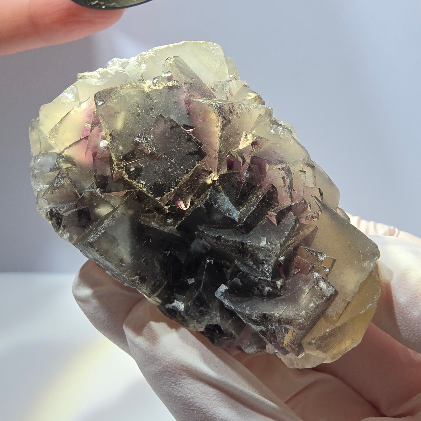 Phantom Fluorit Würfel Stufe, gelb lila Okorusu, Namibia 71*44*42mm