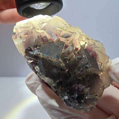 Phantom Fluorit Würfel Stufe, gelb lila Okorusu, Namibia 71*44*42mm