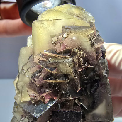 Phantom Fluorit Würfel Stufe, gelb lila Okorusu, Namibia 71*44*42mm