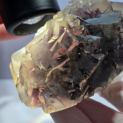 Phantom Fluorit Würfel Stufe, gelb lila Okorusu, Namibia 71*44*42mm