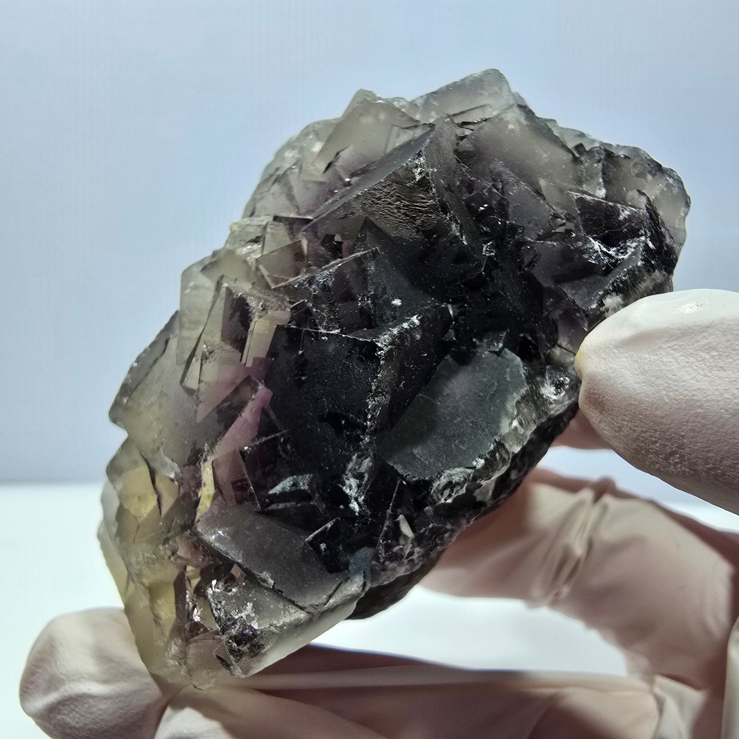 Phantom Fluorit Würfel Stufe, gelb lila Okorusu, Namibia 71*44*42mm