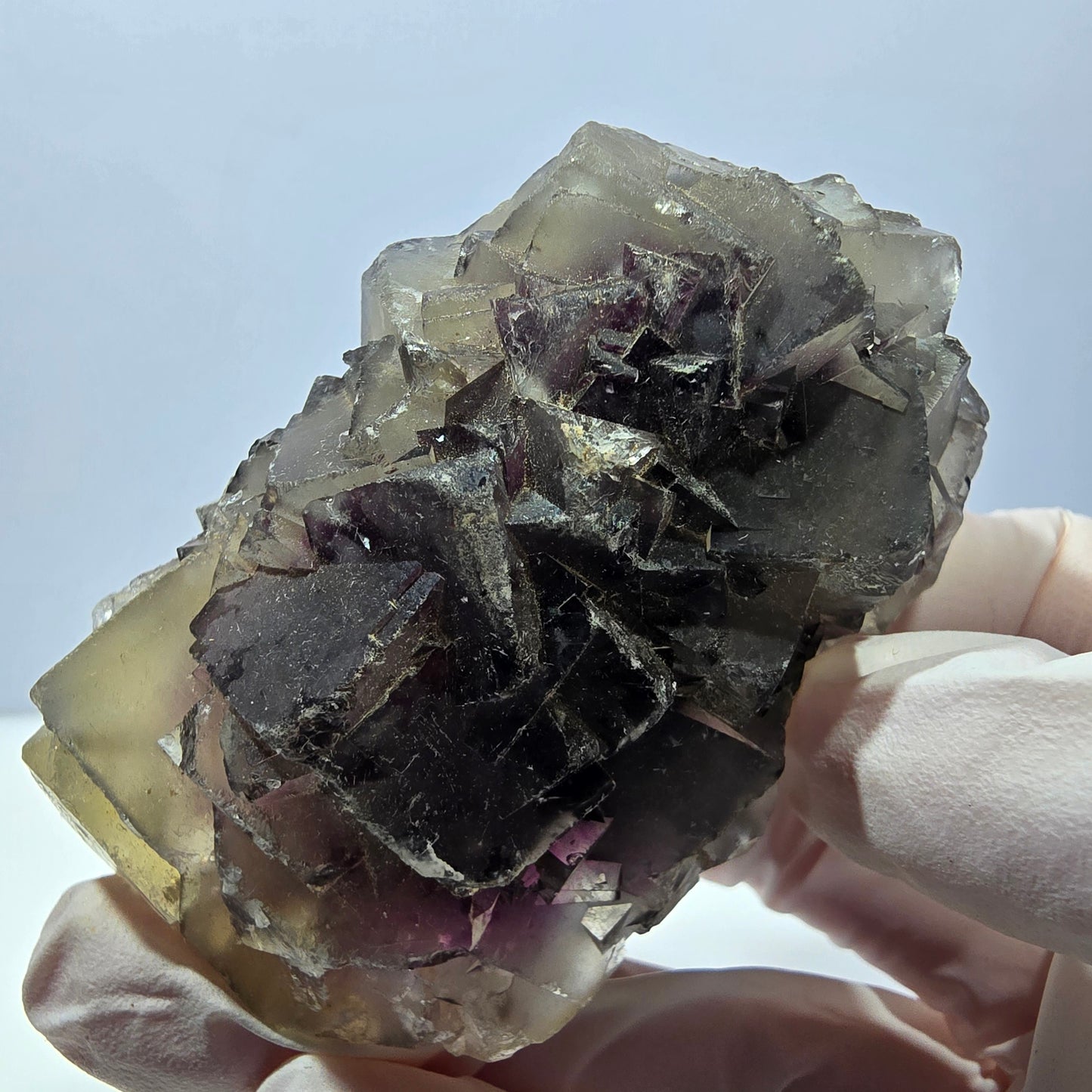Phantom Fluorit Würfel Stufe, gelb lila Okorusu, Namibia 71*44*42mm