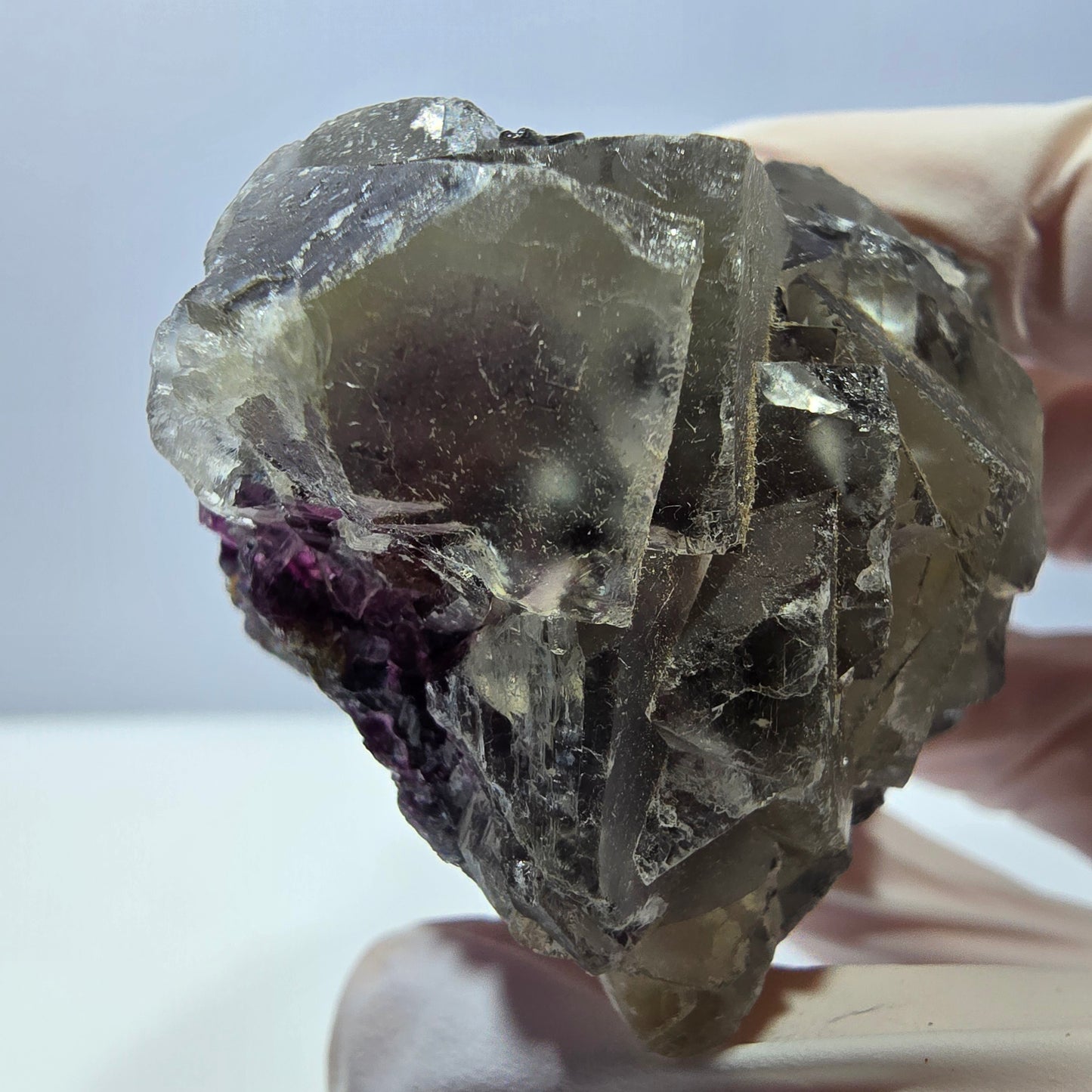 Phantom Fluorit Würfel Stufe, gelb lila Okorusu, Namibia 71*44*42mm
