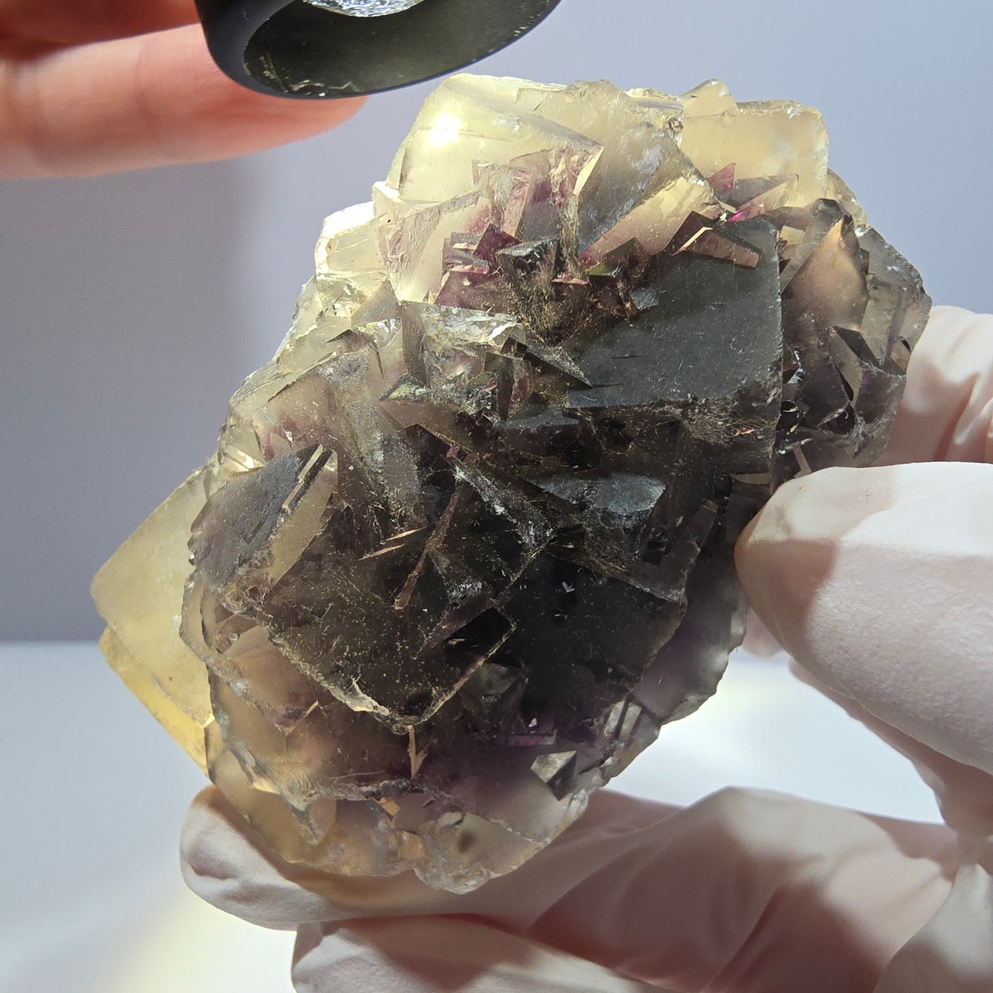 Phantom Fluorit Würfel Stufe, gelb lila Okorusu, Namibia 71*44*42mm
