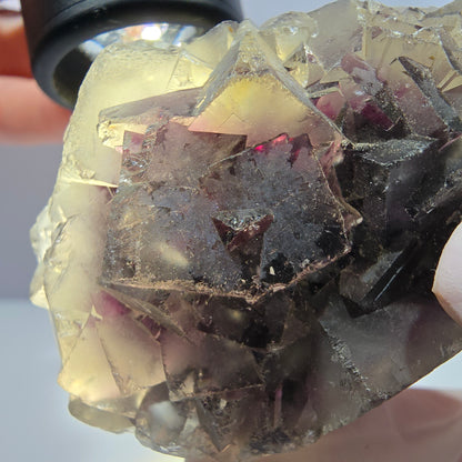 Phantom Fluorit Würfel Stufe, gelb lila Okorusu, Namibia 71*44*42mm